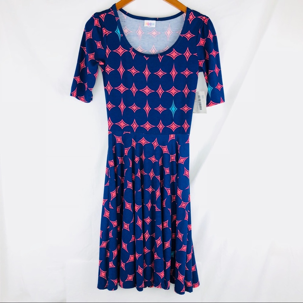 LulaRoe Nicole Dress Blue Star XS